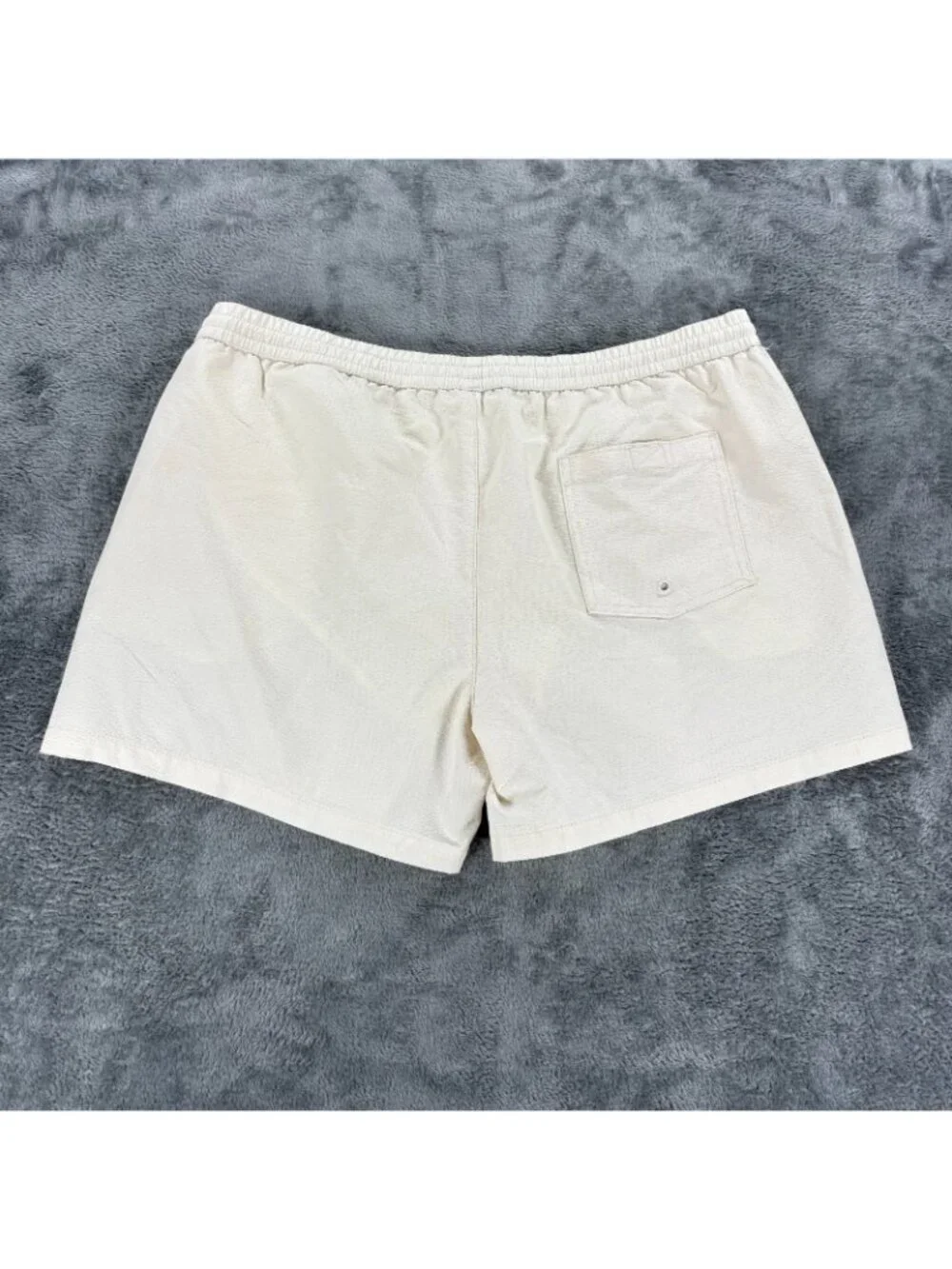 Zara Mens XL Cream Seersucker Swim Trunks Shorts Mesh Lined Drawstring 8574 467